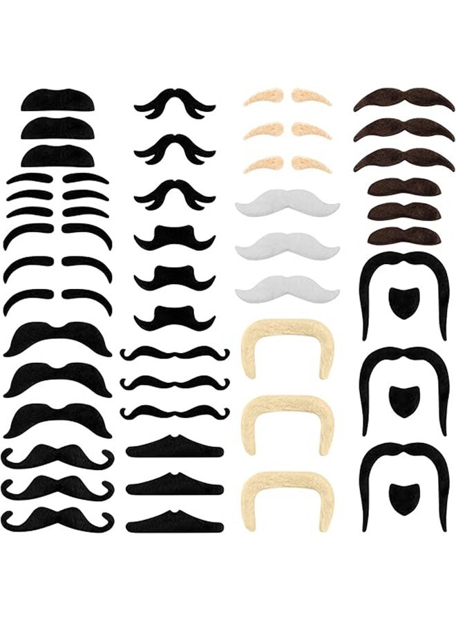 48 Pcs Fake Mustache Fake Moustache Mustaches Self Adhesive Stick on Mustache Fake Beard Costume for Cosplay Masquerade Party - Image 1